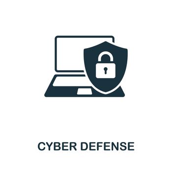 Cyber Defense icon. Simple line element cybercrime symbol for templates, web design and infographics.