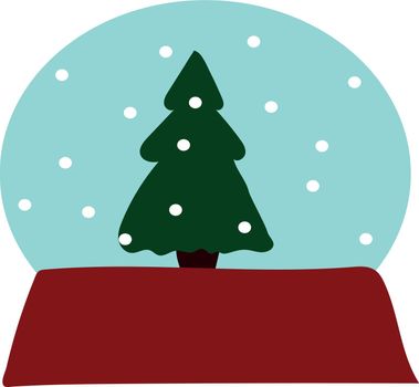 simple vector illustration isolated children toy souvenir Christmas ball with Christmas tree and snow on white background