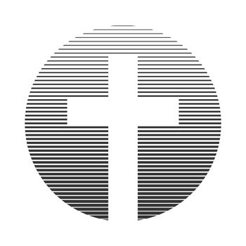 Christian cross icon. Linear christian logo. Vector illustration.