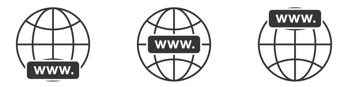 WWW icon. Website icons set. WWW icons in flat linear style. Globe earth icon. Vector illustration.