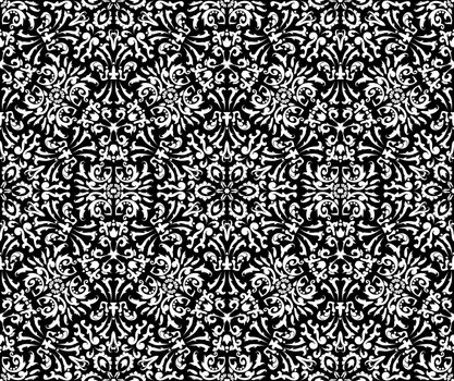 Luxurious Design with Filigree Pattern Seamless Vector Template.Black and White. Decorative texture. Mehndi patterns. For fabric, wallpaper, venetian pattern,textile, packaging.