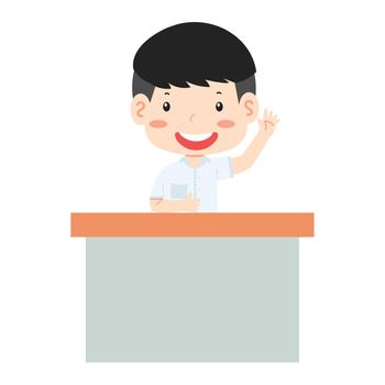 student the girl  Raising Hand in classroom