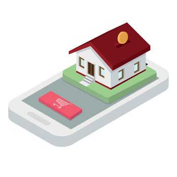 shop house on the mobile phone concept vector