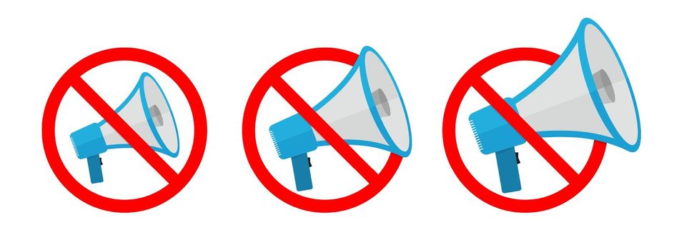 No megaphone icon. No noise concept. Set of vector symbols of rally or protest. Loudspeaker icon.
