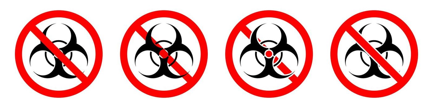 Stop toxic sign. Biohazard icon. Warning signs set. Toxic substances are prohibited. Vector illustration.
