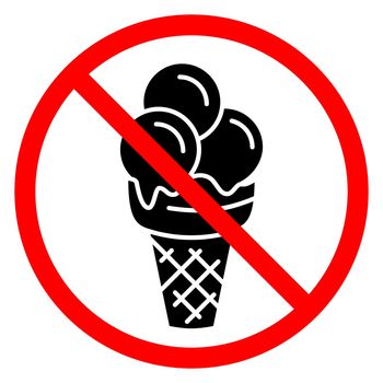 Ice cream are forbidden. Stop ice cream icon. Vector illustration. No ice cream entry