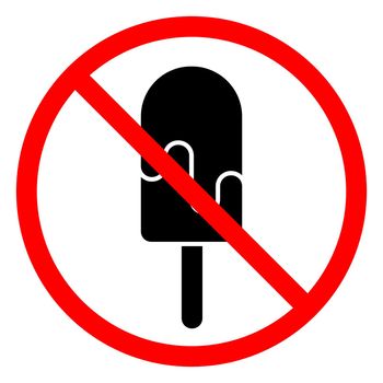 Ice cream are forbidden. Stop ice cream icon. Vector illustration. No ice cream entry