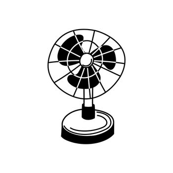 Table fan. Simple black and white doodle illustration, isolated.