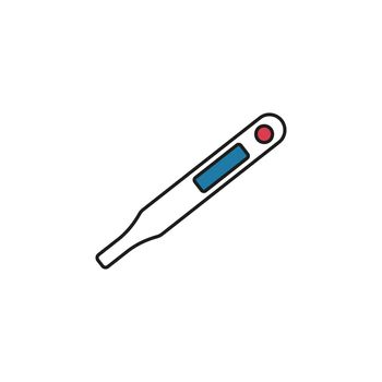 Thermoment line icon vector illustration. Medical device for determining body temperature. Digital mobile measuring instrument