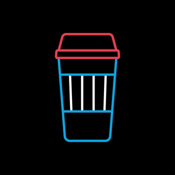 Takeaway paper coffee cup vector isolated on black background icon. Fast food sign. Graph symbol for cooking web site and apps design, logo, app, UI