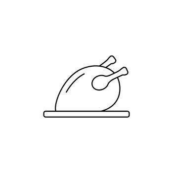Grill chicken line icon vector. Grilled chicken black outline simple isolated image. Logo cooked chicken carcass. Web element meat food
