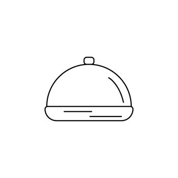 Dishes closed with cap line icon. Simple black outline kitchen container isolated vector. Accessory logo kitchen utensils. Web element kitchen and cooking