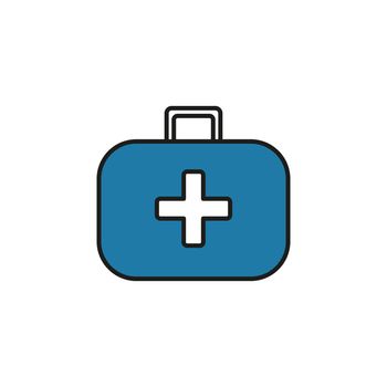 Paramedic medical suitcase line icon vector illustration. Medical bag. Chest with medicines and first aid supplies. Simple outline image of first aid kit