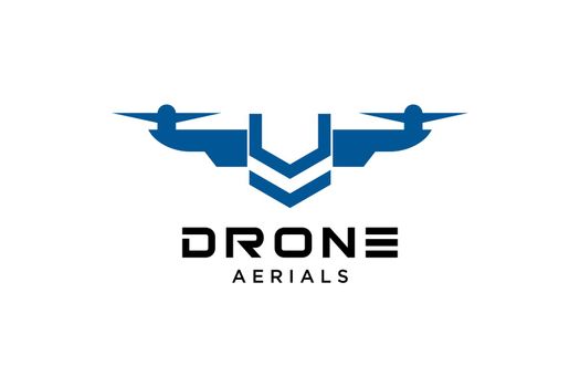 Letter U Drone logo design template. Photography drone icon vector. Creative design.