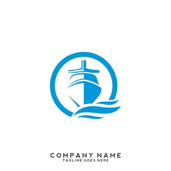 Sail Boat Waves Logo, vector logo concept, travel logo template