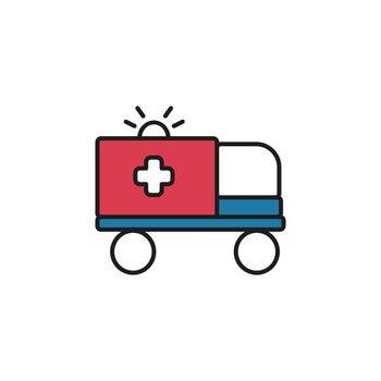 Ambulance medicine icon. Car with flasher and cross isolated vector. Rescue service and first aid to victims. Web flat element