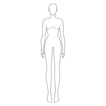 Women to do wrist measurement fashion Illustration for size chart. 7.5 head size girl for site or online shop. Human body infographic template for clothes.