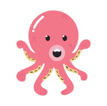 Cute Pink little squid vector sign