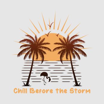 Chill before the storm. Summer theme illustration. Editable, vector illustration.
