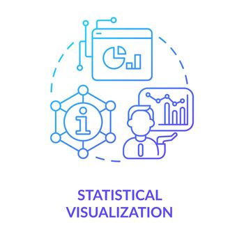 Statistical visualization blue gradient concept icon. Visual presentation. Data analyst skill abstract idea thin line illustration. Isolated outline drawing. Myriad Pro-Bold font used