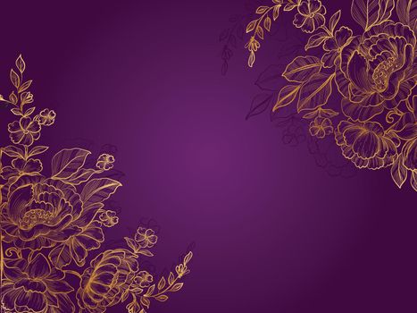 you can use golden hand drawn flower purple background to design banners, posters, backgrounds, ...etc.