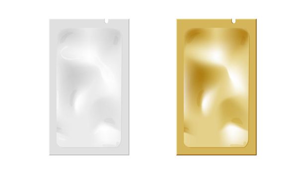 Blank White And Golden Foil Packaging For Cosmetics. EPS10 Vector