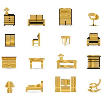 you can use Set of gold furniture icons to design banners, posters, backgrounds, ...etc.