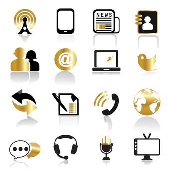 you can use Set of gold communication and media icons to design banners, posters, backgrounds, ...etc.