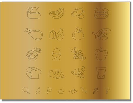 you can use Chalkboard food icons isolate on gold background to design banners, posters, backgrounds, ...etc.