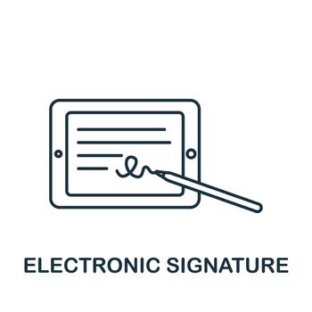 Electronic Signature icon. Simple line element fintech industry symbol for templates, web design and infographics.