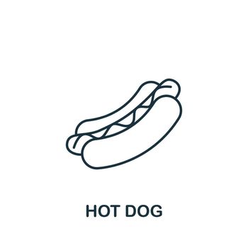 Hot Dog icon line. Simple element fastfood symbol for templates, web design and infographics.