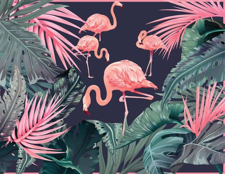 you can use Beautiful flamingo bird tropical flowers to design banners, posters, backgrounds, ...etc.