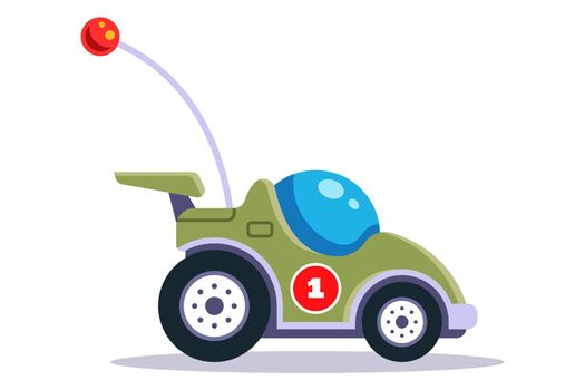 children car on radio control. antenna machine. flat vector illustration.