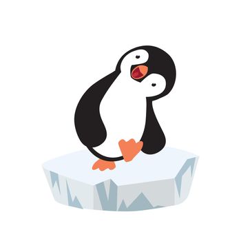 penguin on ice floe cartoon vector