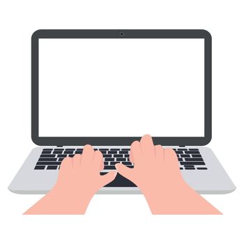 laptop notebook  with hand typing working 