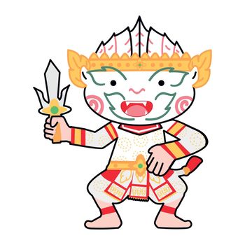 Cute cartoon Hanuman Thai character sign