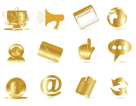 you can use Gold communication icons isolate on white background to design banners, posters, backgrounds, ...etc.