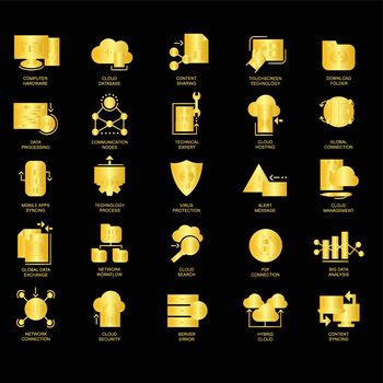 you can use Gold cloud technology icon collection to design banners, posters, backgrounds, ...etc.