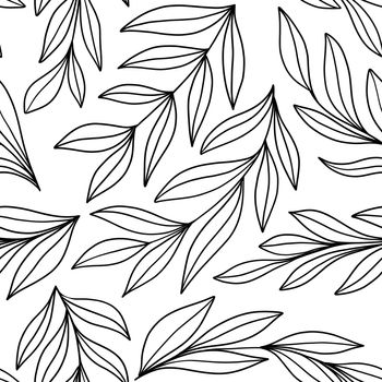 Seamless pattern with branches on white background.
