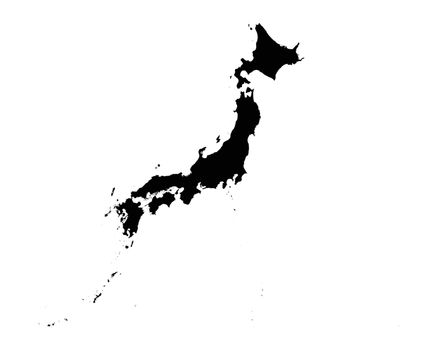 Japan Map. Japanese Country Map. Black and White Nippon Nihon National Nation Outline Geography Border Boundary Shape Territory Vector Illustration EPS Clipart