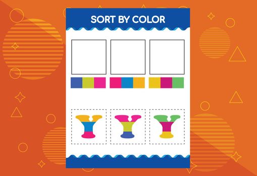 Alphabet Y sorts by color for kids. Good for school and kindergarten projects