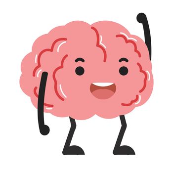 Happy brain cartoon character vector sign