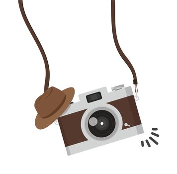 hanging camera with hat vector background