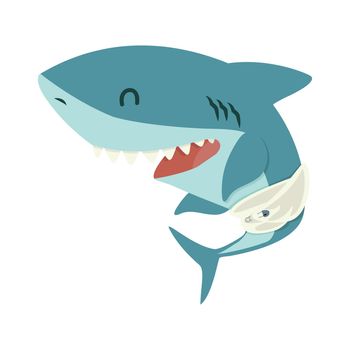 Cute Baby Shark Flat cartoon vector