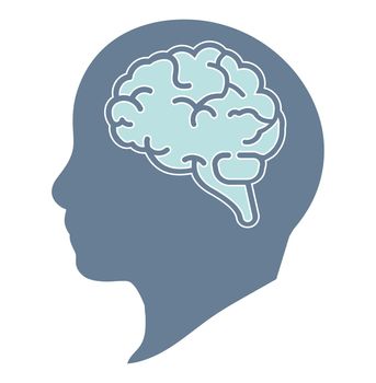 Brain in the human head think icon sign