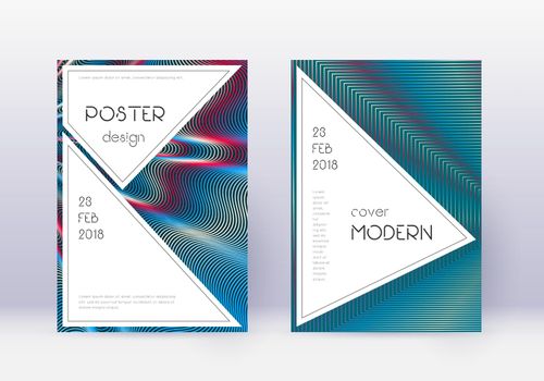 Stylish cover design template set. Red abstract lines on white blue background. Fascinating cover design. Beauteous catalog, poster, book template etc.