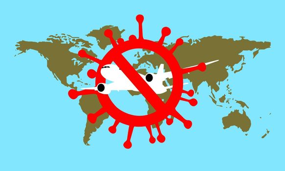 Airline cancels domestic and international flights. Covid-19 lockdown concept not to spread. Travel is prohibited during the virus pandemic.
