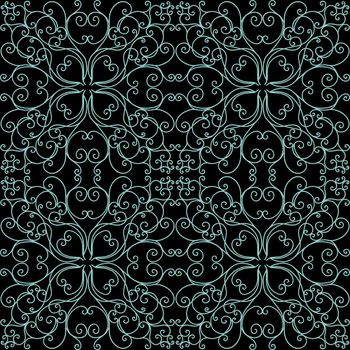 Baroque geometric ornament. Expensive seamless pattern for wallpaper on the wall and textiles. dark background