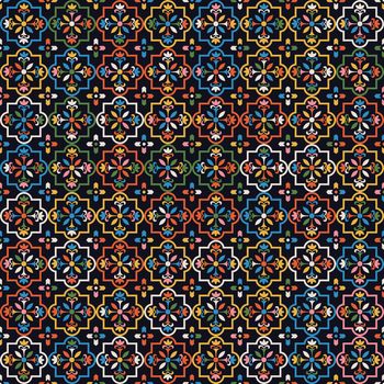 Abstract Retro Geometric seamless pattern. Bright colorful nostalgic background design. Vector Illustration