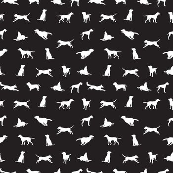 Seamless pattern of pet and owners holding or walking a dog, Barkitecture concepts black and white